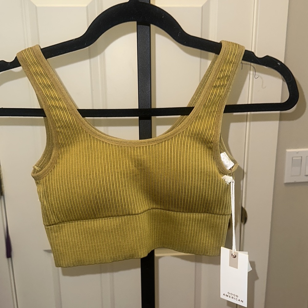 Good American Compression Sports Bra Ribbed Seamless Padded - Picture 4 of 14